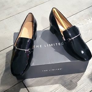 The limited  black patten leather chunky heel shoes size 7.5